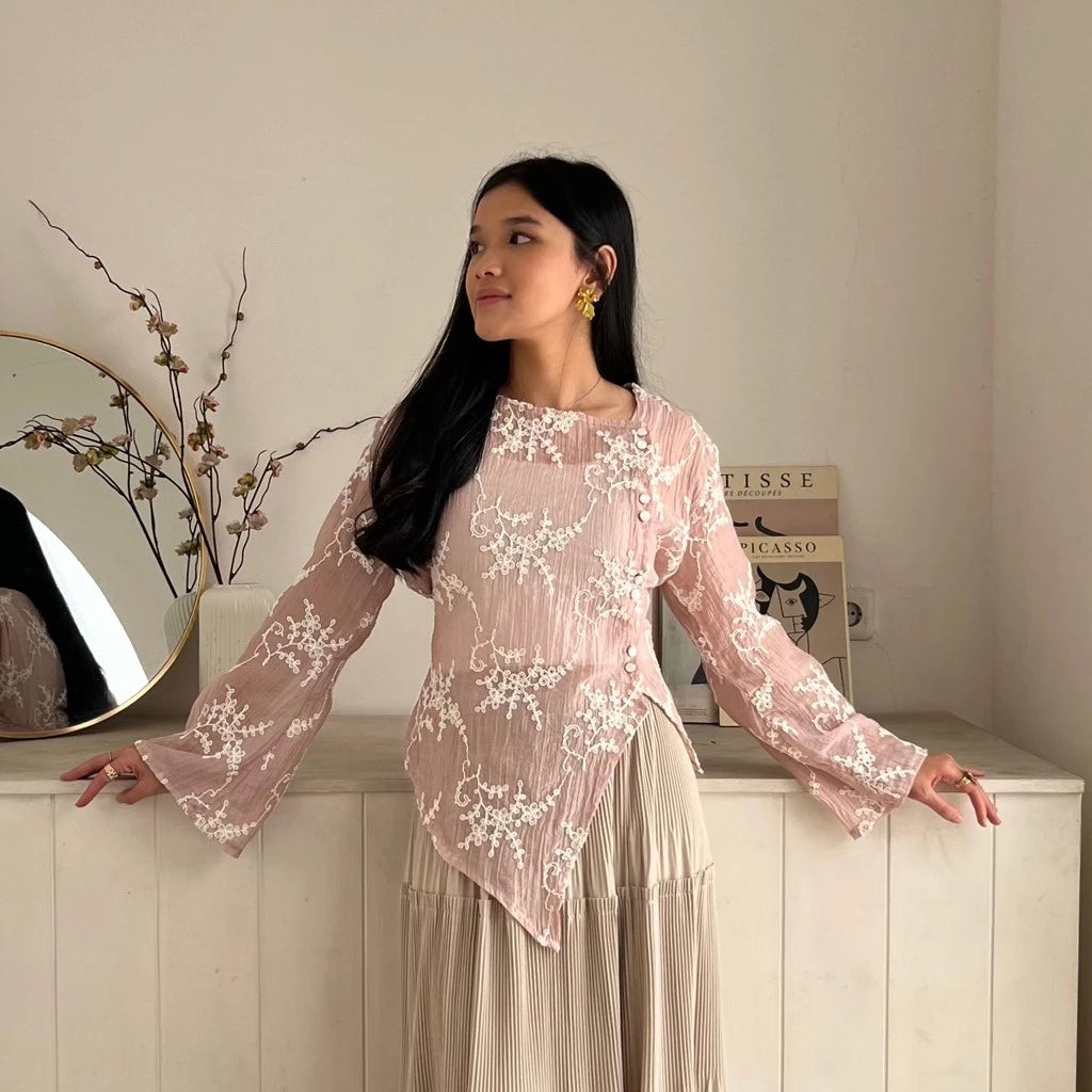 Kalila Asymmetrical Lace Top - Bling It On