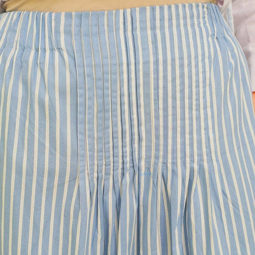 Flared Stripe Skirt Blue - Aumone