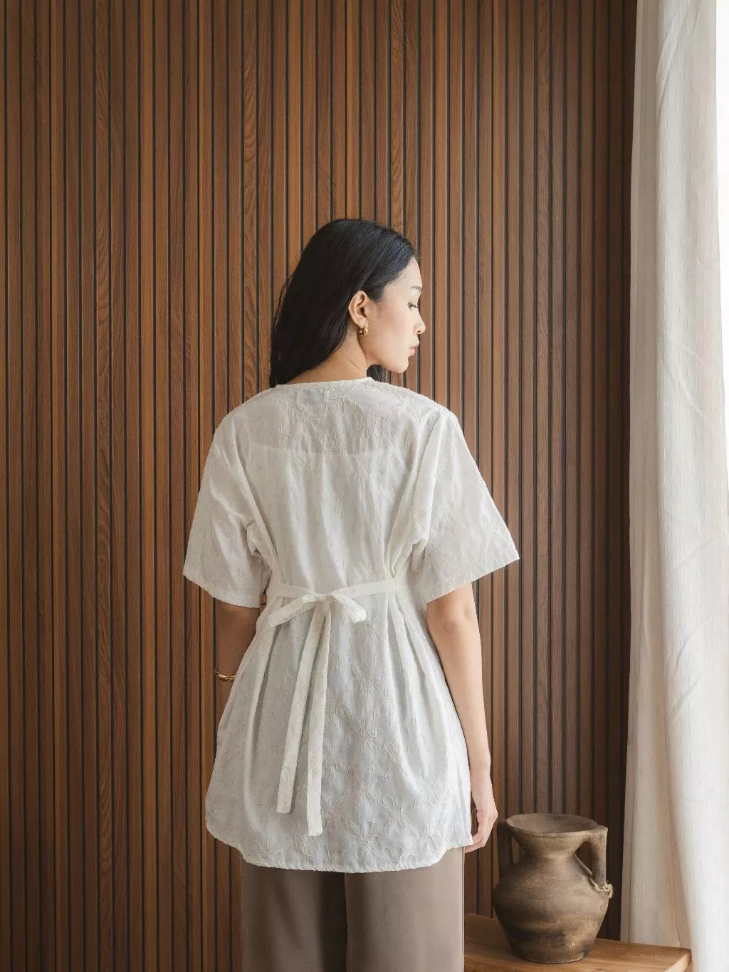 Bina Top White Embroidery - Monday To Friday