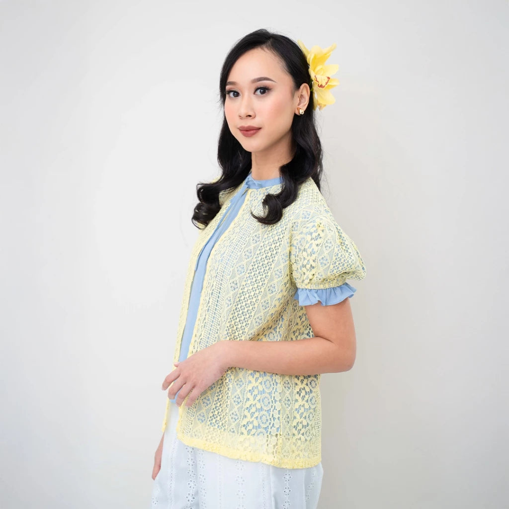 Zaina Puffy Top Blue Yellow - Curato Market