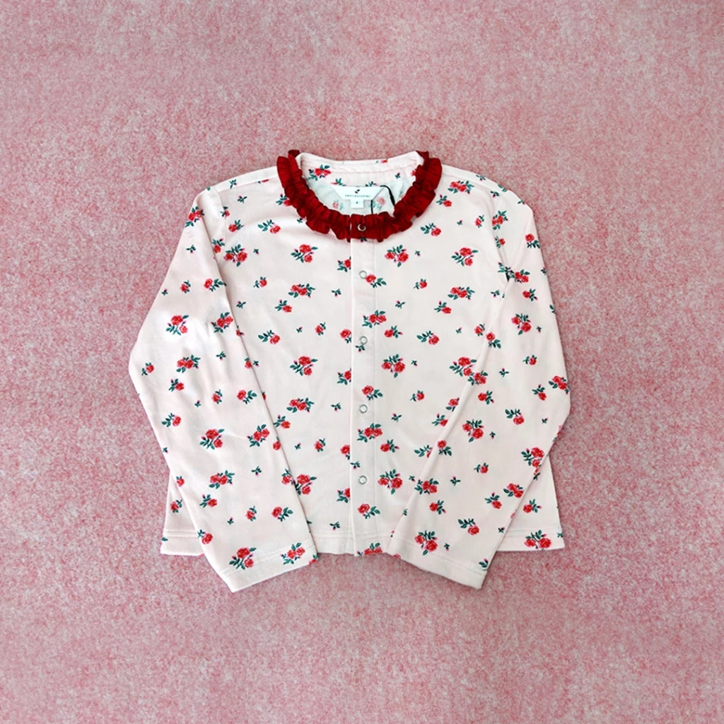 Rose Frill Cardigan Pink - Argyle & Oxford