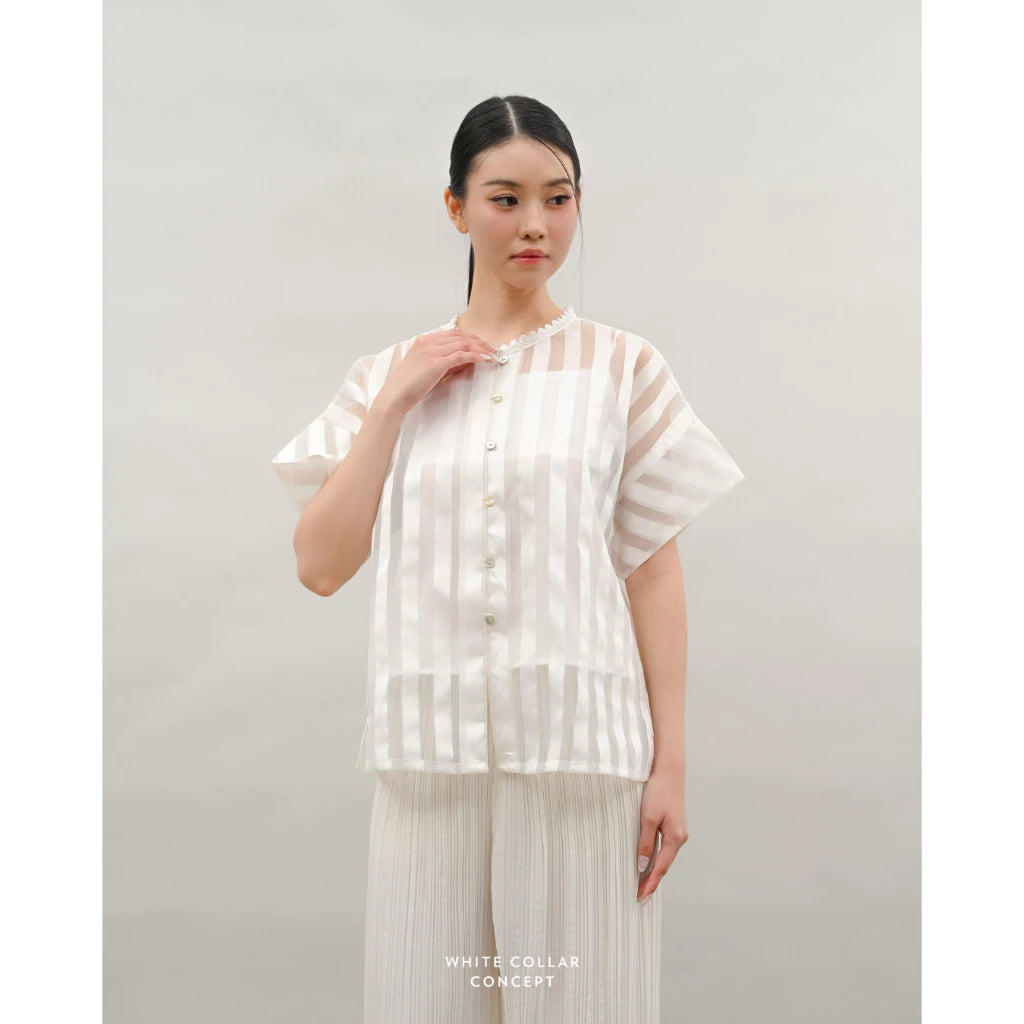 Sabrina Stripe Top - White Collar Concept