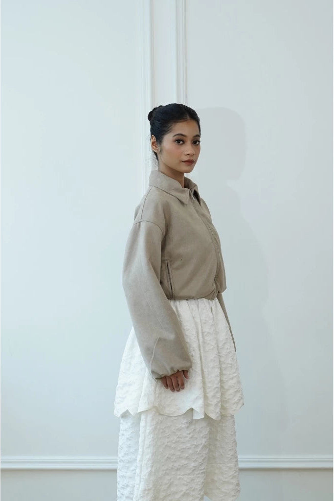 Aure Suede Jacket Khaki - Jinzu