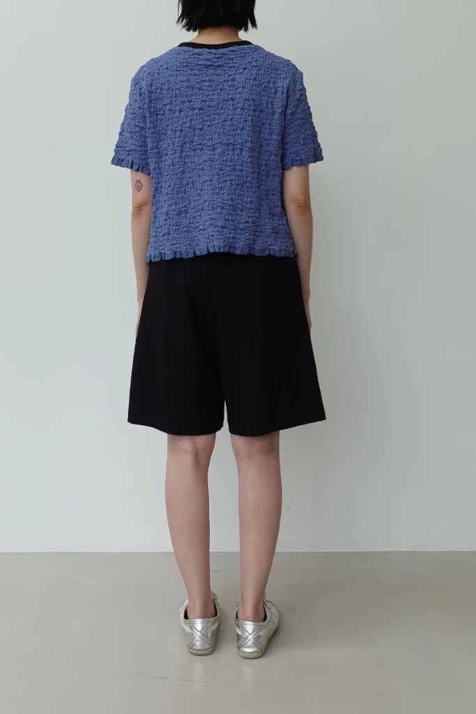 Crinkle Contrast Neck Top - Argyle & Oxford