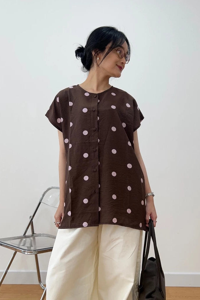 Yuna Top Polka Brown - Monday To Friday