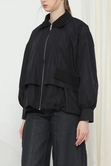 Rhodes Ruffled Hem Jacket Black - Hunting Fields