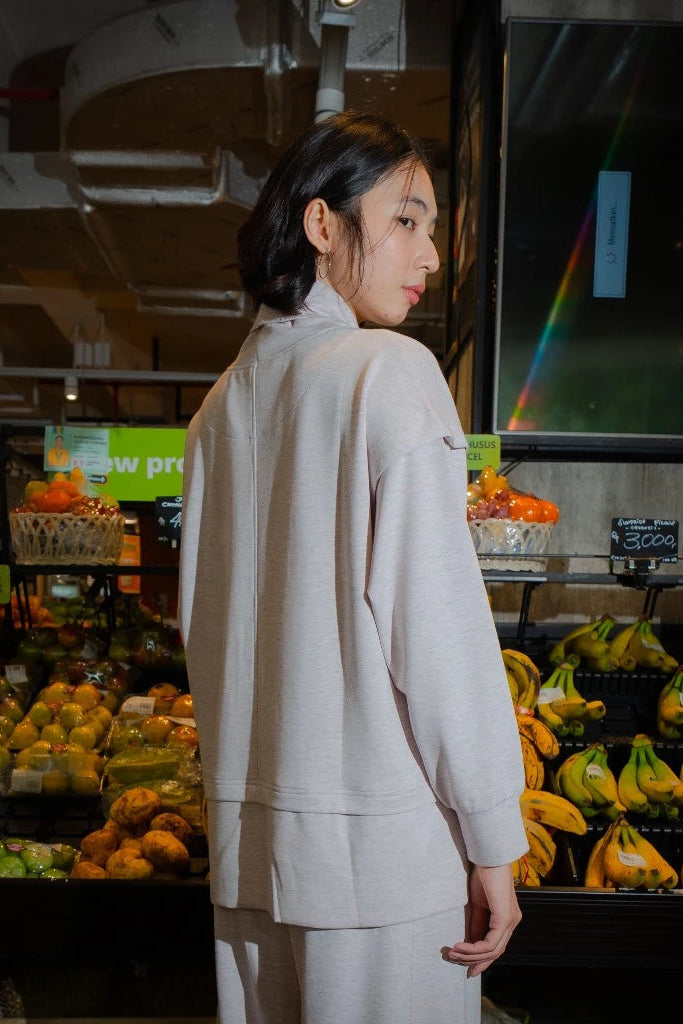 Nonaetal Timber Funnel Hip Lenght Top Longsleeve Misty Rose - Nona