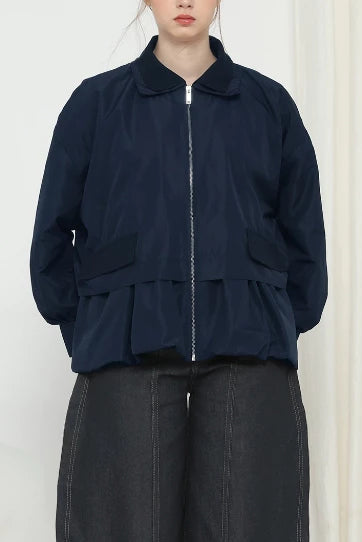 Rhodes Ruffled Hem Jacket Navy - Hunting Fields