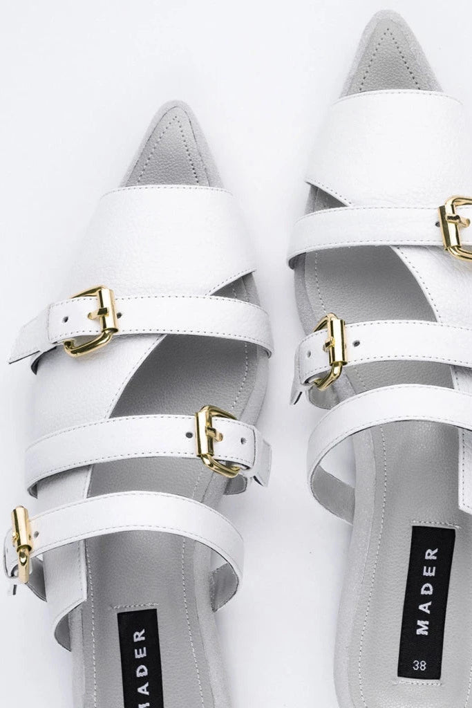 Open Toe Mules White Grey (Outsole) - Mader
