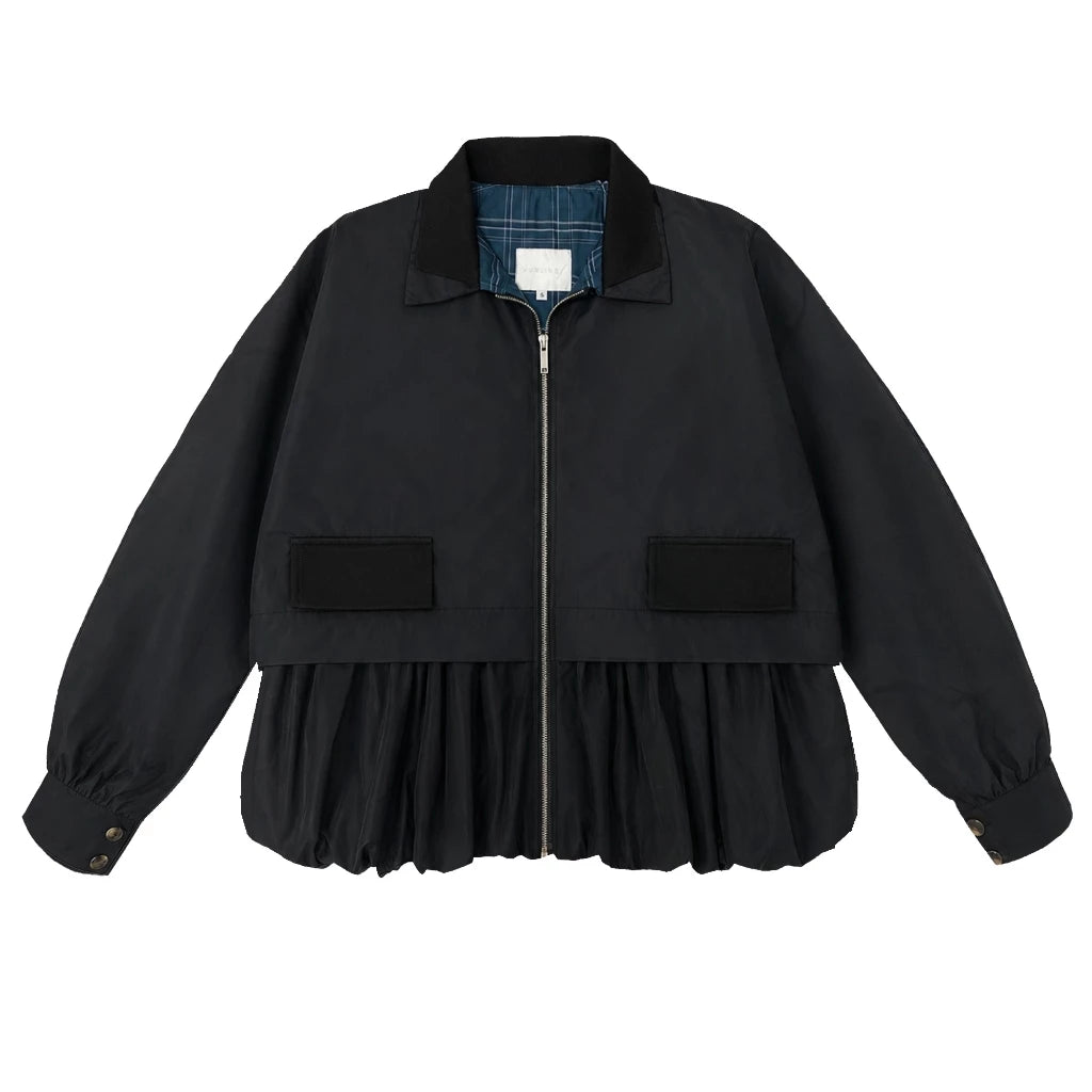 Rhodes Ruffled Hem Jacket Black - Hunting Fields