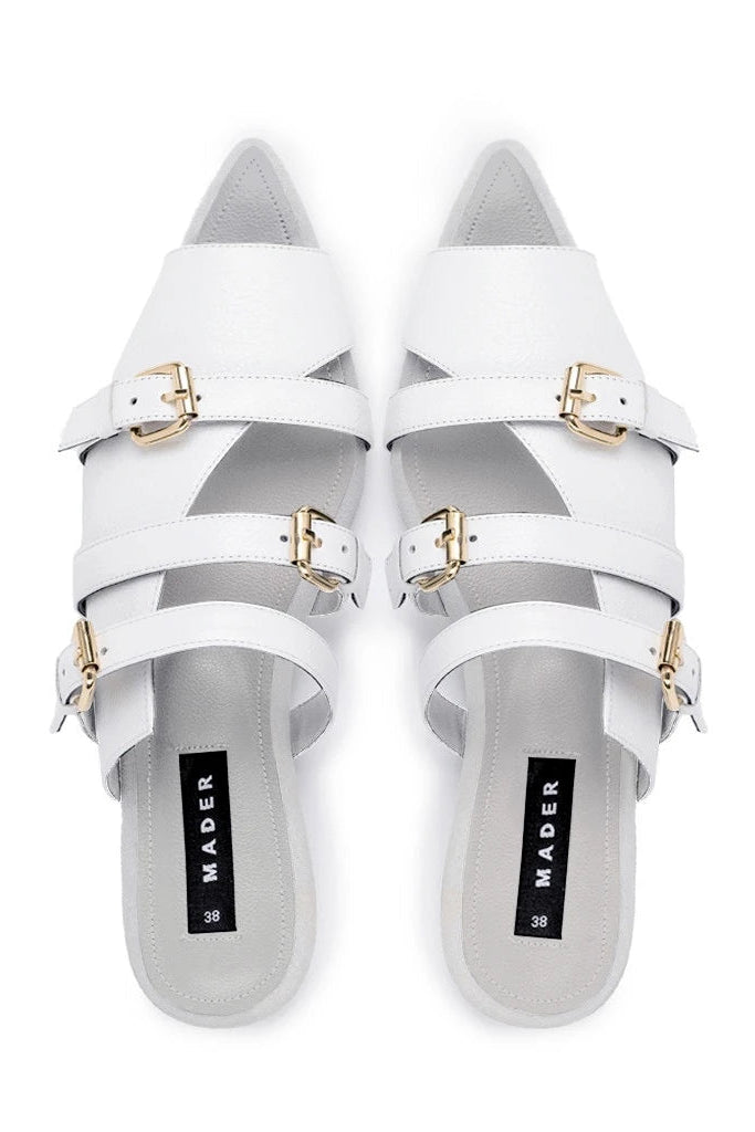 Open Toe Mules White Grey (Outsole) - Mader