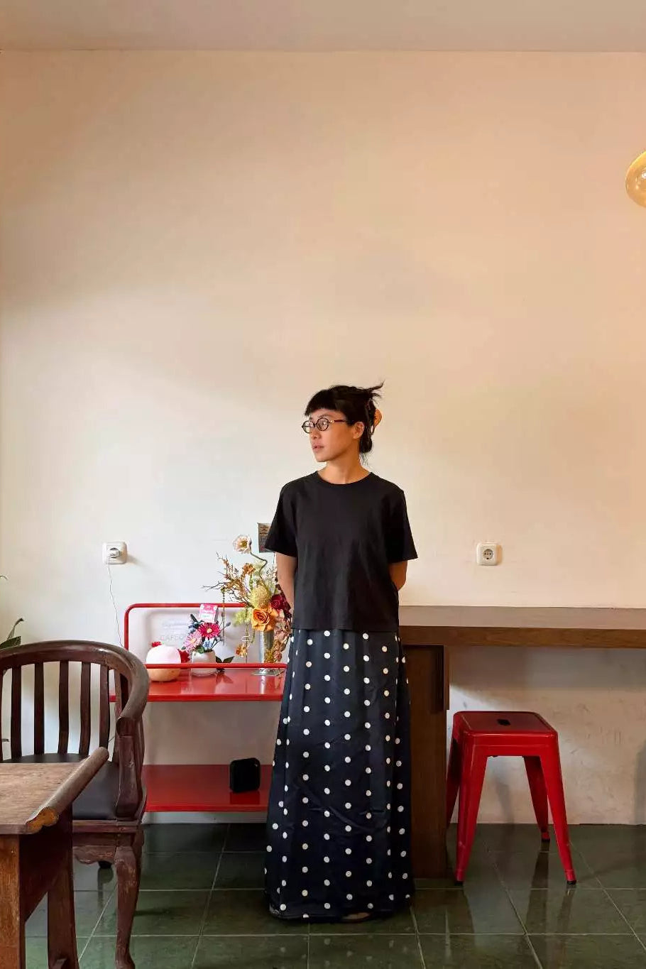 Polka Skirt Navy -Monday To Friday