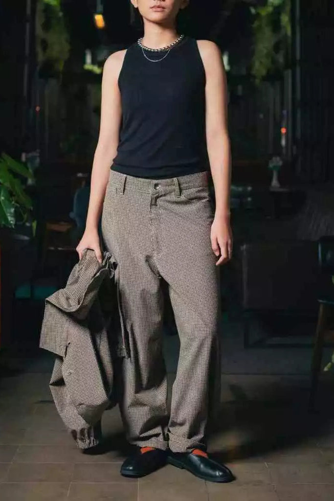 Ramona Longpants Kotak Kotak Brown - Basico