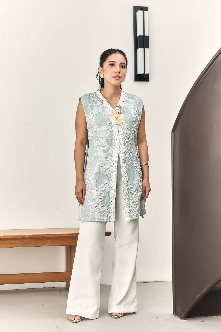 Azure Vest Jacquard Tosca - Mine