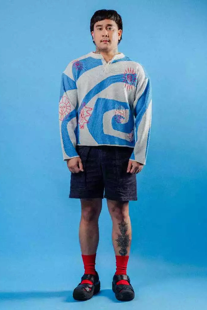Lazlo Sweater Blue White - Bertjorak