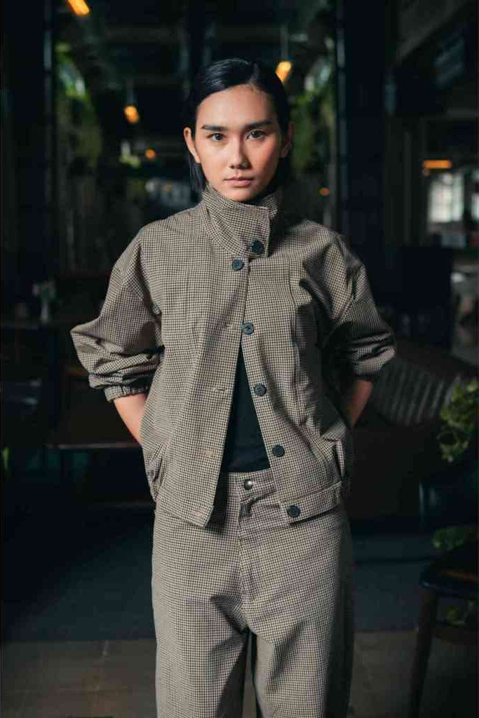 Harley Jacket Kotak Kotak Brown - Basico