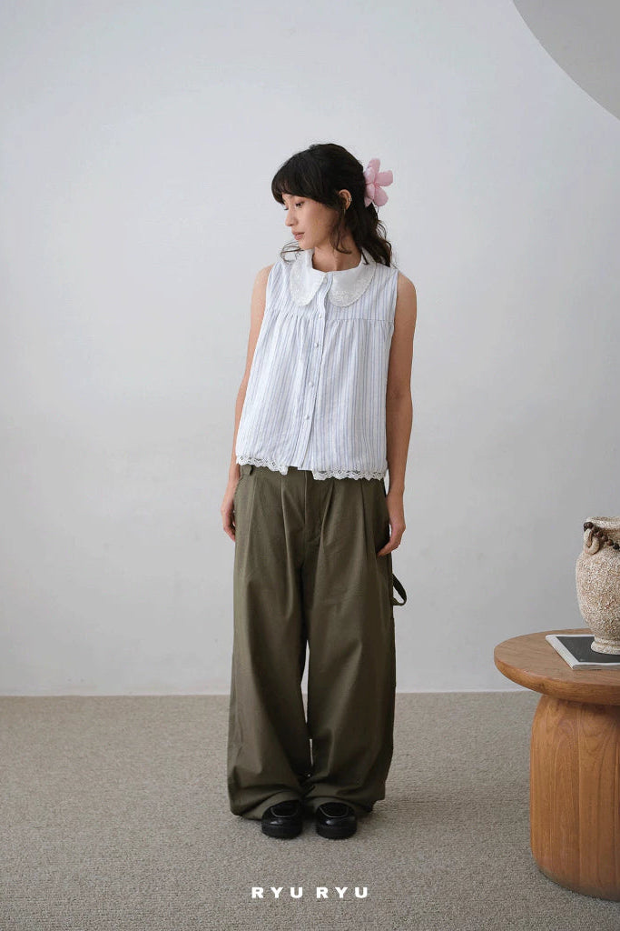 Teenage Carpenter Pants In Army Green - Ryuryu