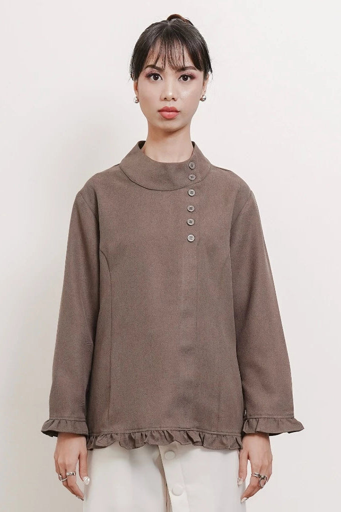 Solea Mandarin Longsleeved Top Latte - Isoos Studios