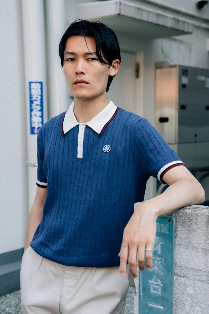 Oxford Society Weston Knit Polo Denim Blue - Oxford Society