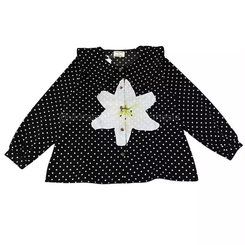 Lily Polka Shirt Black - Vintage House