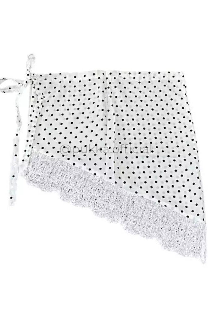 Ottie Polka Lace Skirt White - Pukka
