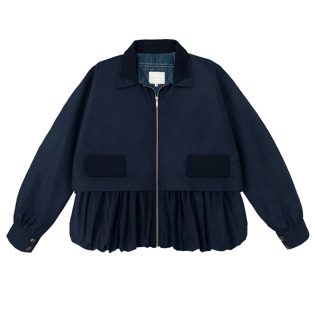 Rhodes Ruffled Hem Jacket Navy - Hunting Fields