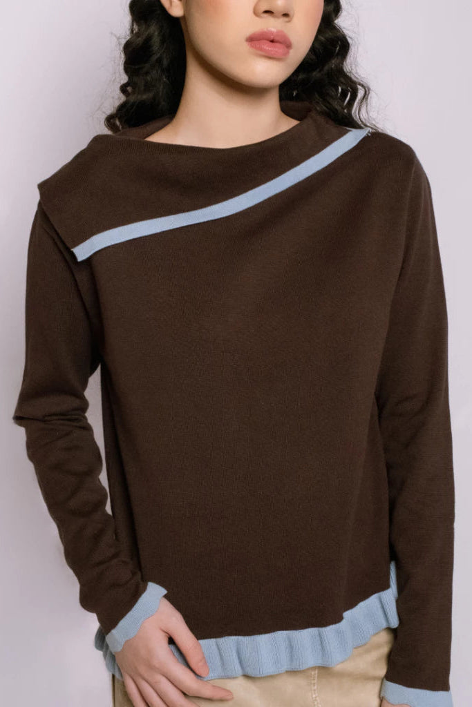 Nicole Brown Knit Top Long Sleeve - Curato Market