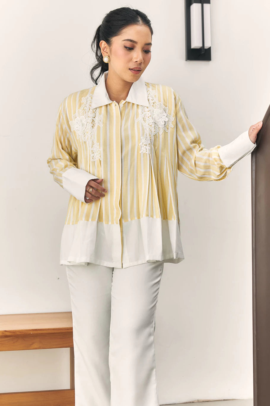 Duma Embroidery Shirt Yellow - Mine