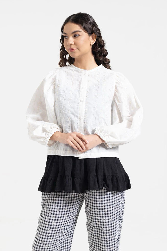 Daria Fleur Blouse Ivory - Saya Saya