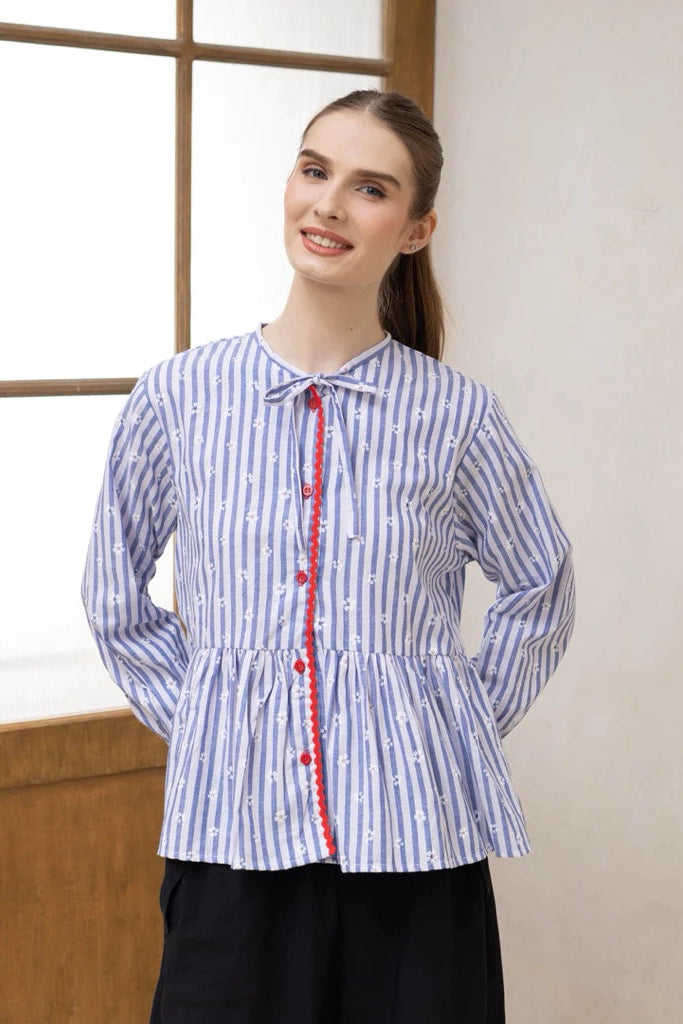 Kelly Fleur Blouse Dark Blue - Saya Saya
