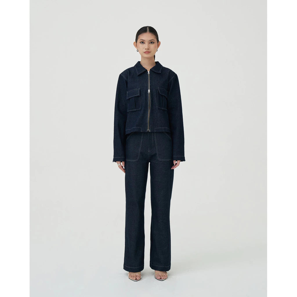 Damson Pleated Denim Jacket - Acheté de Nous