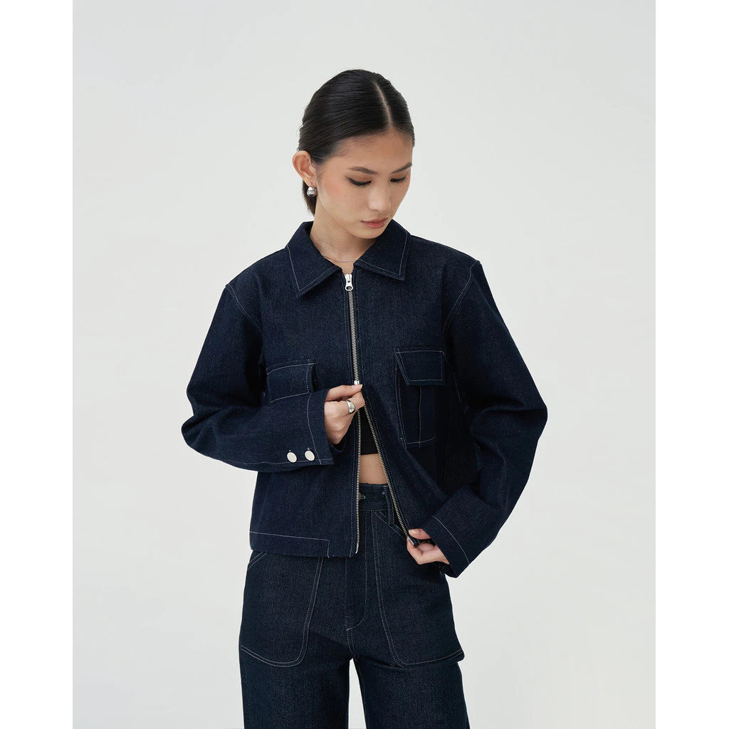 Damson Pleated Denim Jacket - Acheté de Nous