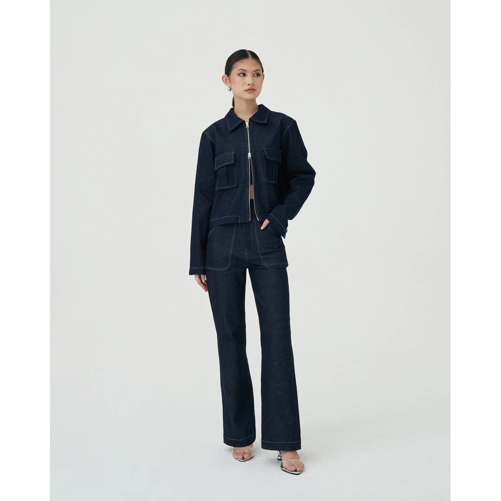 Damson Pleated Denim Jacket - Acheté de Nous