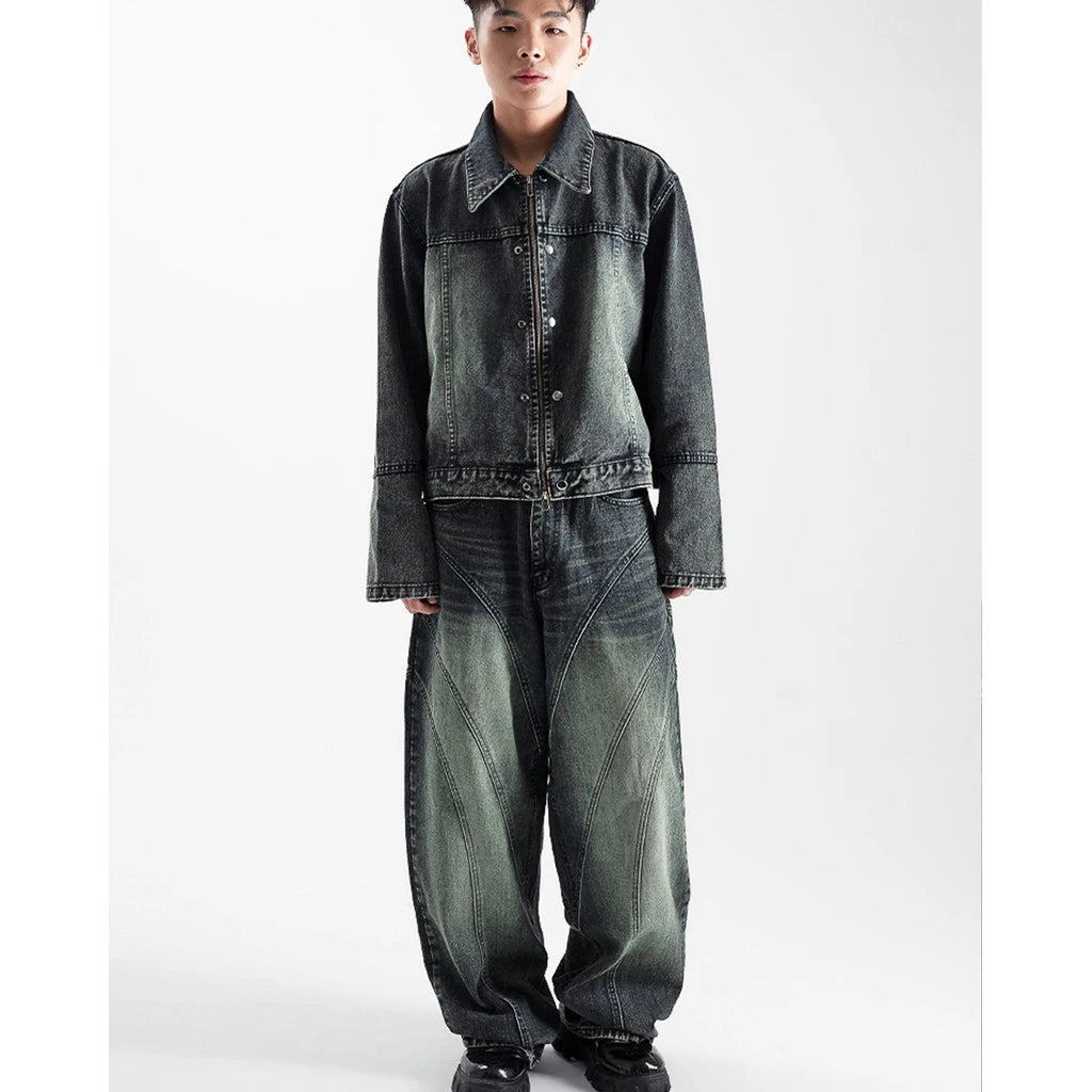 Line Up Snow Washed Baggy Jeans