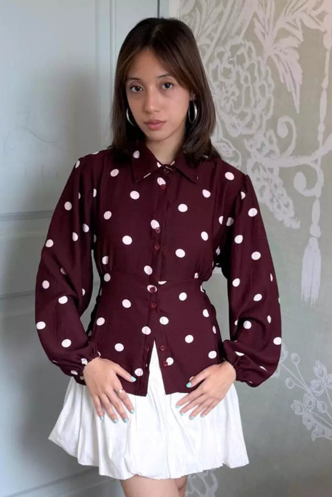 Milly Polka Long Velvet Brown - Bling It On