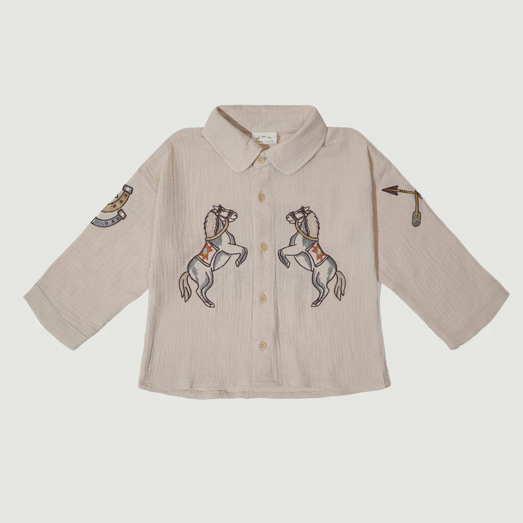 HGL Bambini - Cheval Embroidery Shirt Beige - Sabine & Heem