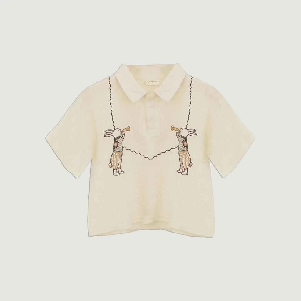 HGL Bambini - Rabbit Embroidery Shirt Buttercream - Sabine & Heem