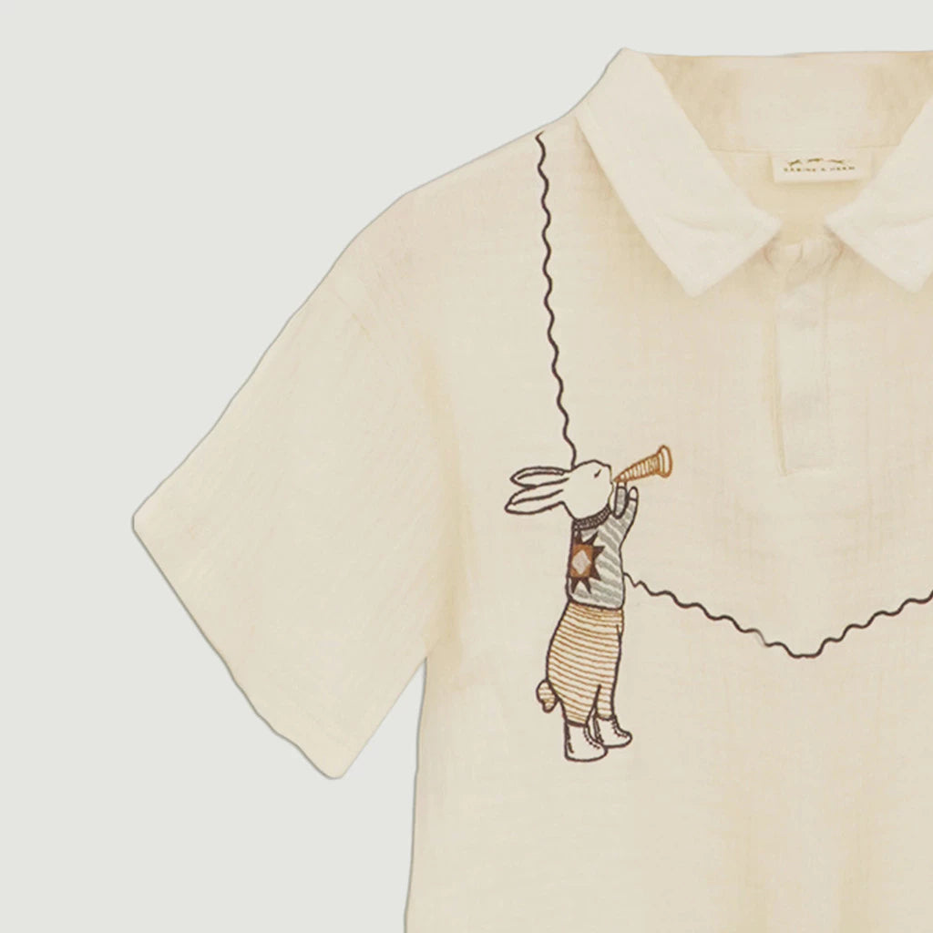 HGL Bambini - Rabbit Embroidery Shirt Buttercream - Sabine & Heem