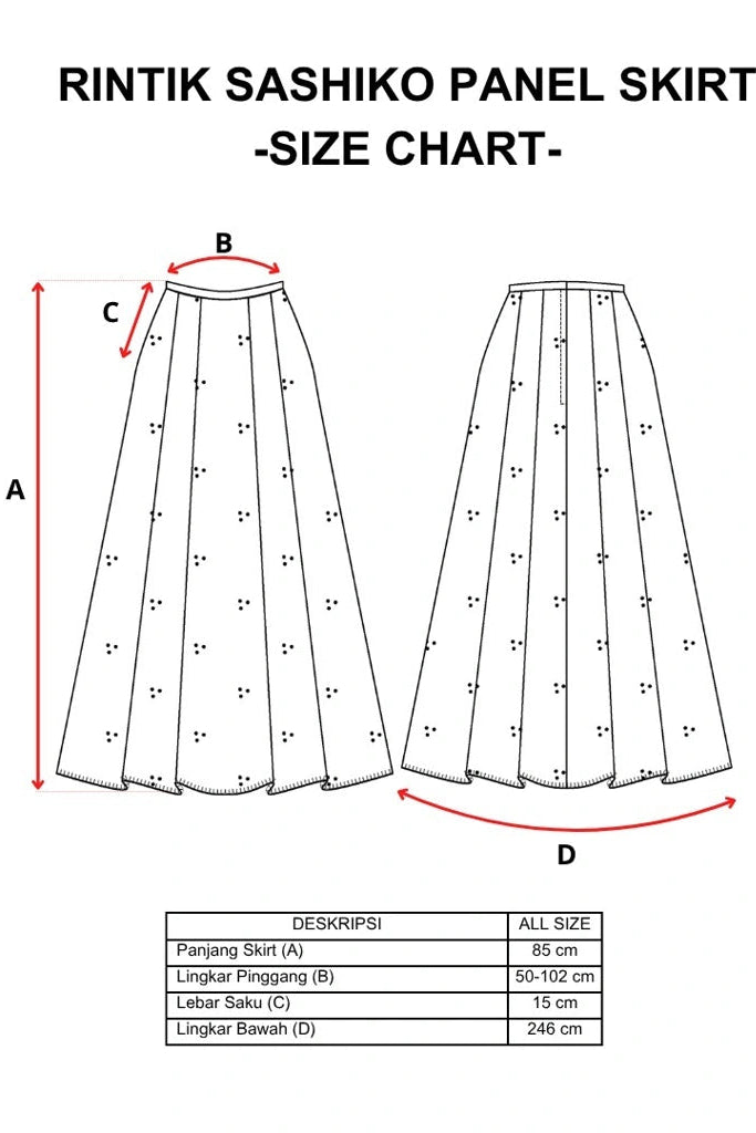 Rintik Sashiko Panel Skirt Navy - Damakara