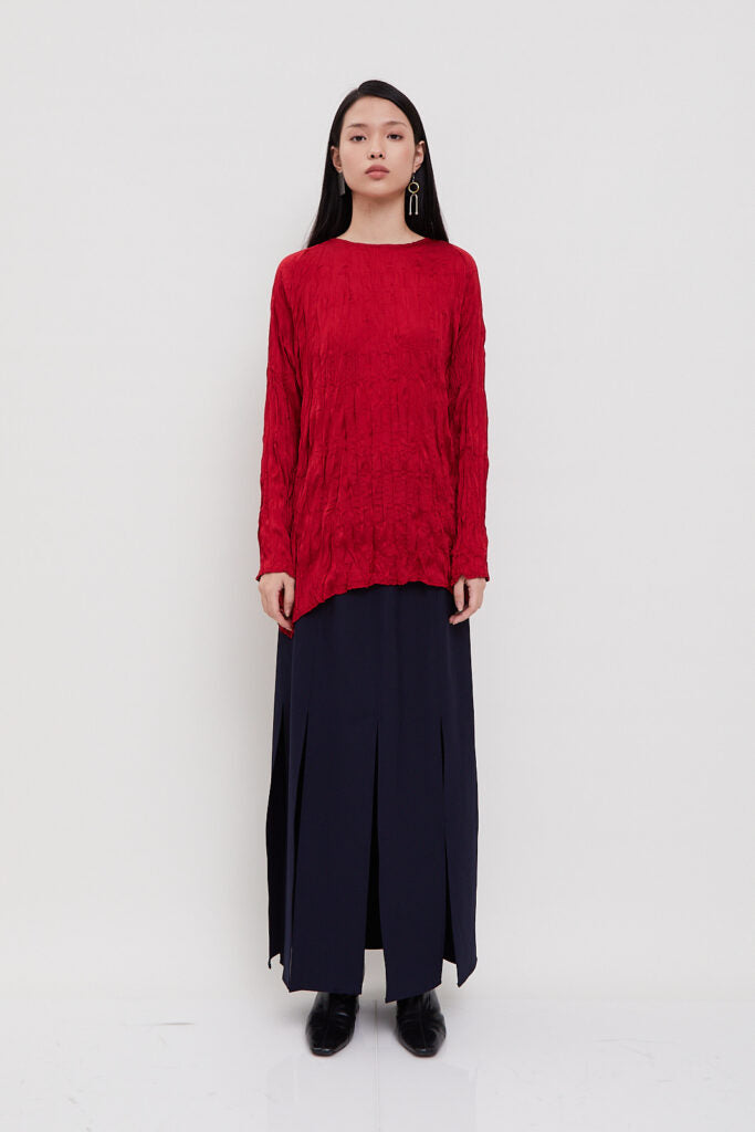 Shop At Velvet Sateen Textura Long Sleeves Red 2