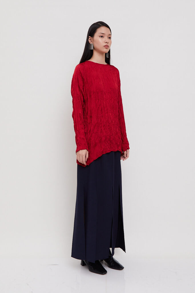 Shop At Velvet Sateen Textura Long Sleeves Red Side 2