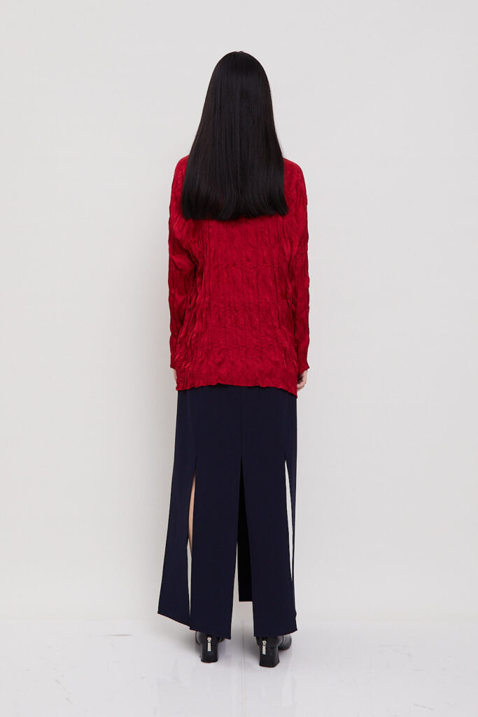 Shop At Velvet Sateen Textura Long Sleeves Red Back