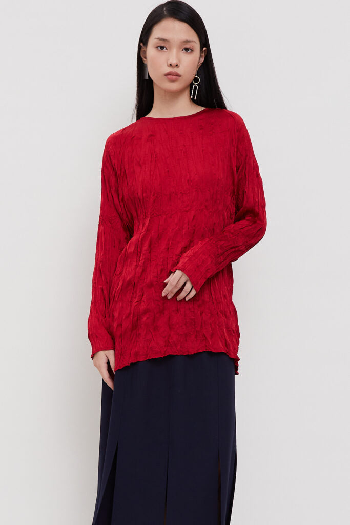 Shop At Velvet Sateen Textura Long Sleeves Red