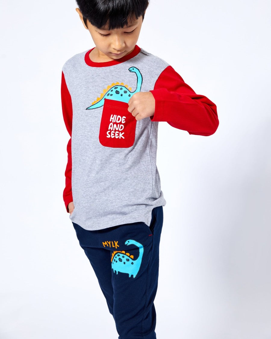 Set Long Sleeve T-shirt dan Jogger Dino - Mylk
