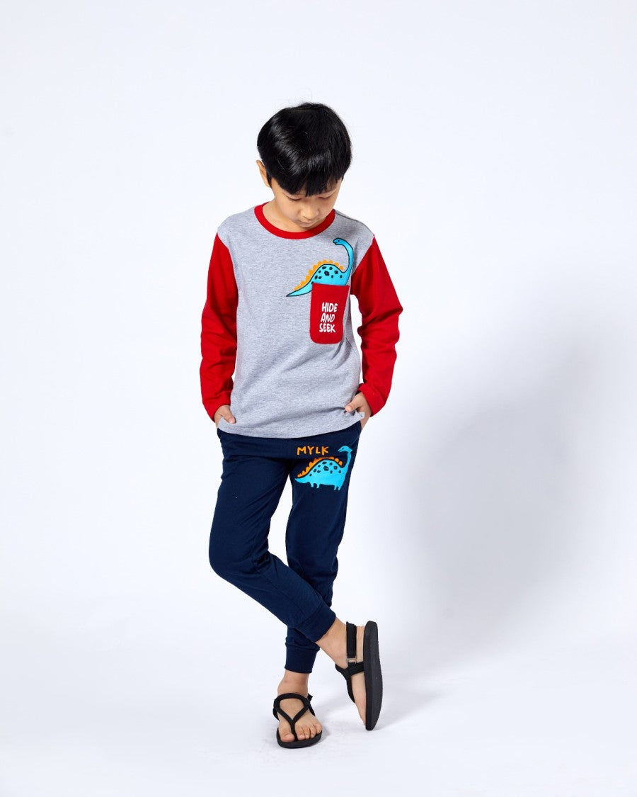 Set Long Sleeve T-shirt dan Jogger Dino - Mylk