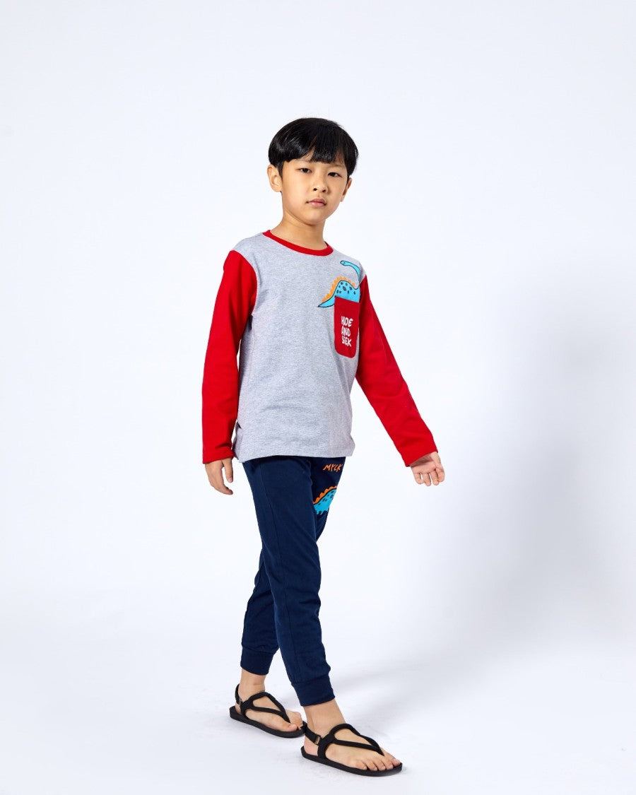 Set Long Sleeve T-shirt dan Jogger Dino - Mylk