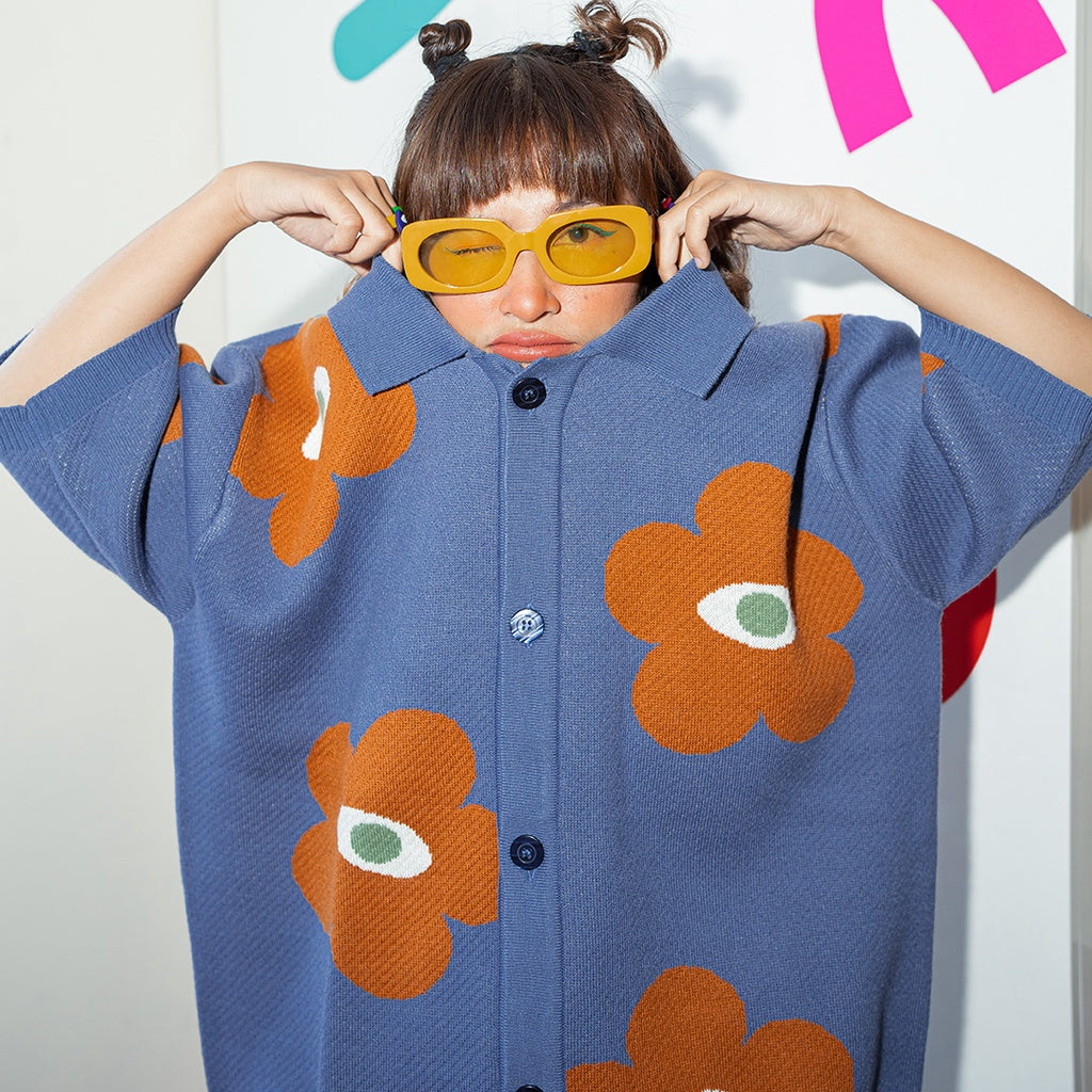 Oh.Irv Bloom Boom Knitted Shirt Blue 2