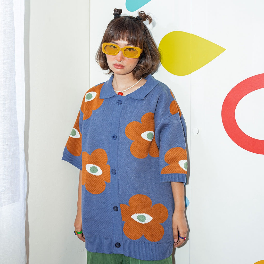 Oh.Irv Bloom Boom Knitted Shirt Blue