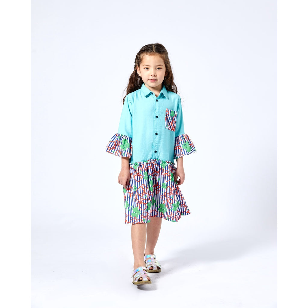 Midi Dress Printed Color Block - Mylk
