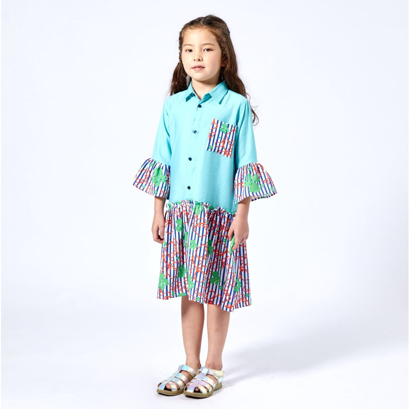Midi Dress Printed Color Block - Mylk